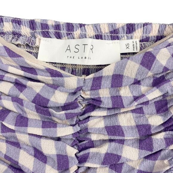 ASTR The Label Gingham Check Smocked Puff Sleeve Crop Top Sz XS - Picture 4 of 6